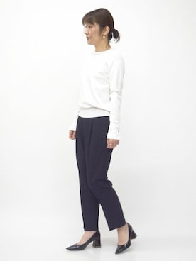 「MKミッシェルクラン」｜「アイテム（スラックス）」を使った、MKミッシェルクランさん（レディース・163cm）の春コーディネート