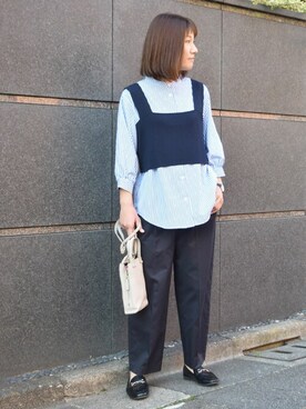 「MKミッシェルクラン」｜「アイテム（スラックス）」を使った、MKミッシェルクランさん（レディース・163cm）の春コーディネート