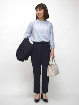 「MKミッシェルクラン」｜「アイテム（スラックス）」を使った、MKミッシェルクランさん（レディース・163cm）の春コーディネート