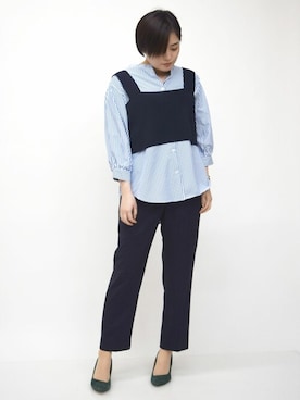 「MKミッシェルクラン」｜「アイテム（スラックス）」を使った、MKミッシェルクランさん（レディース・158cm）の春コーディネート