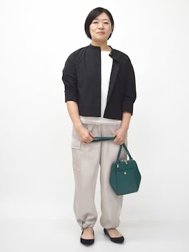 「MKミッシェルクラン」｜「アイテム（カーゴパンツ）」を使った、MKミッシェルクランさん（レディース・154cm）の春コーディネート