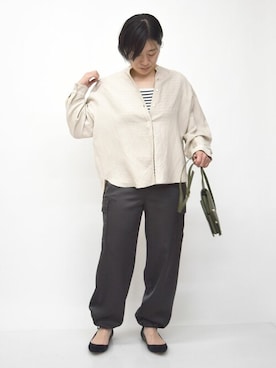 「MKミッシェルクラン」｜「アイテム（カーゴパンツ）」を使った、MKミッシェルクランさん（レディース・154cm）の春コーディネート