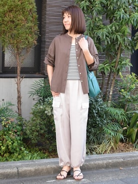 「MKミッシェルクラン」｜「アイテム（カーゴパンツ）」を使った、MKミッシェルクランさん（レディース・163cm）の春コーディネート