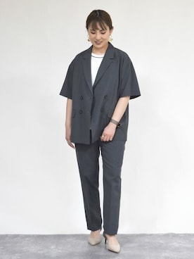 「MKミッシェルクラン」｜「アイテム（スラックス）」を使った、MKミッシェルクランさん（レディース・153cm）の春コーディネート