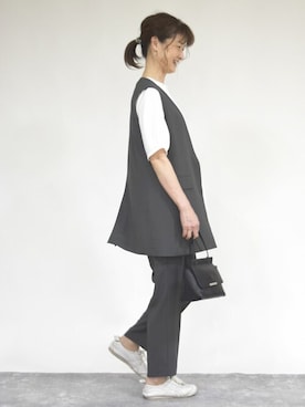 「MKミッシェルクラン」｜「アイテム（スラックス）」を使った、MKミッシェルクランさん（レディース・165cm）の春コーディネート
