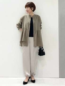 「MKミッシェルクラン」｜「アイテム（カーゴパンツ）」を使った、MKミッシェルクランさん（レディース・157cm）の春コーディネート