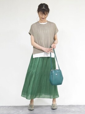 ハンドメイド ニットスカート グリーン スカート（グリーン系）を使っ  