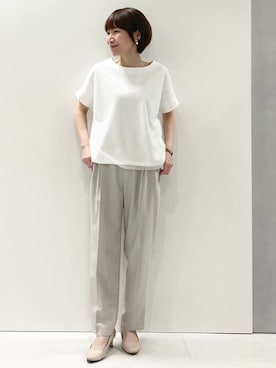 「MKミッシェルクラン」｜「アイテム（スラックス）」を使った、MKミッシェルクランさん（レディース・157cm）の春コーディネート