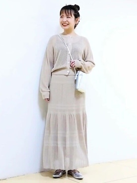 「かぎ編みニット」｜MKミッシェルクランさん（レディース・159cm）の春コーディネート