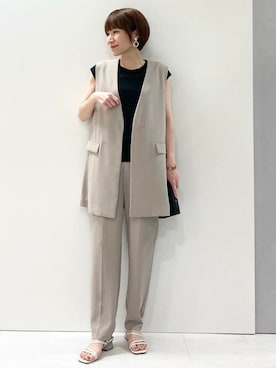 「MKミッシェルクラン」｜「アイテム（スラックス）」を使った、MKミッシェルクランさん（レディース・158cm）の夏コーディネート