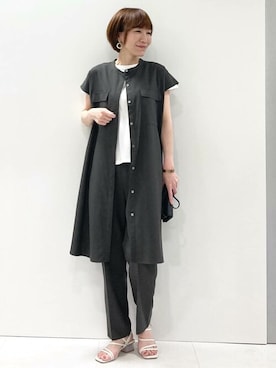 「MK MICHEL KLEIN（エムケーミッシェルクラン）のアイテム（シャツワンピース）」を使った、MKミッシェルクランさん（レディース・157cm）の夏コーディネート