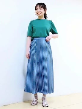 「袖ボリューム」｜「アイテム（スカート）」を使った、MKミッシェルクランさん（レディース・159cm）の夏コーディネート