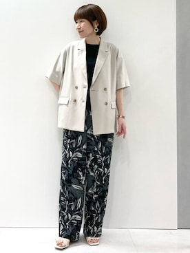 「半袖」｜「アイテム（テーラードジャケット）」を使った、MKミッシェルクランさん（レディース・157cm）の夏コーディネート