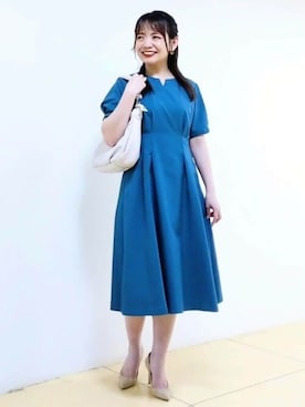 「キーネック」｜「アイテム（ワンピース/ドレス）」を使った、MKミッシェルクランさん（レディース・159cm）の夏コーディネート