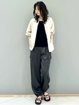 「MKミッシェルクラン」｜「アイテム（カーゴパンツ）」を使った、MKミッシェルクランさん（レディース・157cm）の夏コーディネート