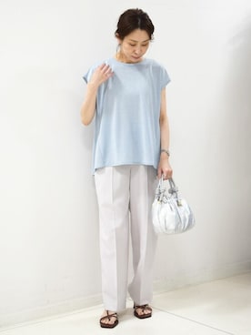 「MKミッシェルクラン」｜「アイテム（スラックス）」を使った、MKミッシェルクランさん（レディース・156cm）の夏コーディネート