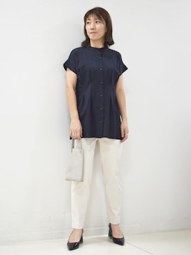 「MKミッシェルクラン」｜「アイテム（スラックス）」を使った、MKミッシェルクランさん（レディース・163cm）の夏コーディネート