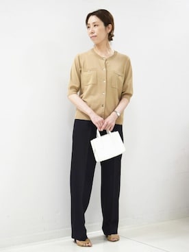 「MKミッシェルクラン」｜「アイテム（スラックス）」を使った、MKミッシェルクランさん（レディース・156cm）の夏コーディネート