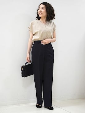 「MKミッシェルクラン」｜「アイテム（スラックス）」を使った、MKミッシェルクランさん（レディース・153cm）の夏コーディネート
