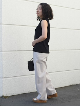 「MKミッシェルクラン」｜「アイテム（スラックス）」を使った、MKミッシェルクランさん（レディース・153cm）の夏コーディネート