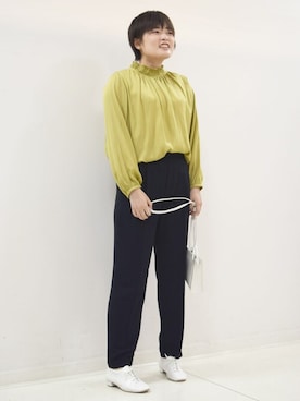 「MKミッシェルクラン」｜「アイテム（スラックス）」を使った、MKミッシェルクランさん（レディース・158cm）の夏コーディネート