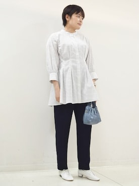 「MKミッシェルクラン」｜「アイテム（スラックス）」を使った、MKミッシェルクランさん（レディース・158cm）の夏コーディネート