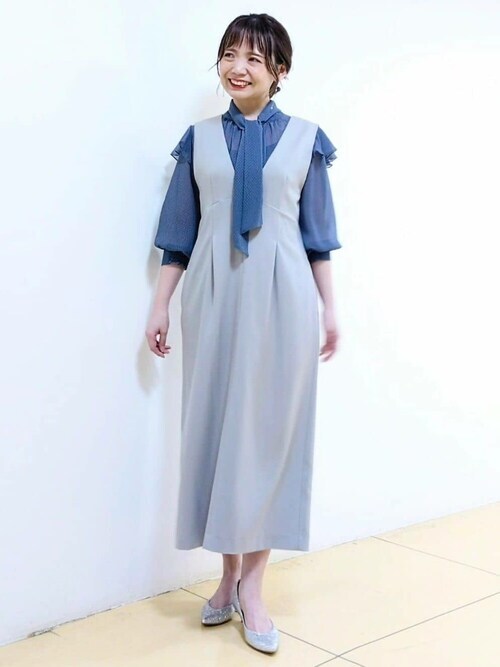 セール】2024AW/ボウタイ付きドット柄シアーブラウス/洗える（シャツ 