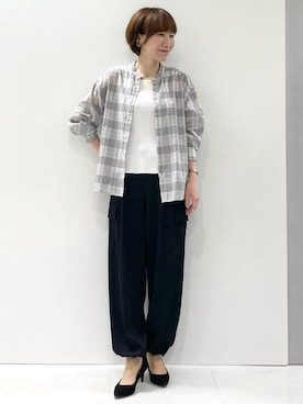 「MKミッシェルクラン」｜「アイテム（カーゴパンツ）」を使った、MKミッシェルクランさん（レディース・157cm）の夏コーディネート