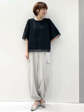 「MKミッシェルクラン」｜「アイテム（カーゴパンツ）」を使った、MKミッシェルクランさん（レディース・157cm）の夏コーディネート