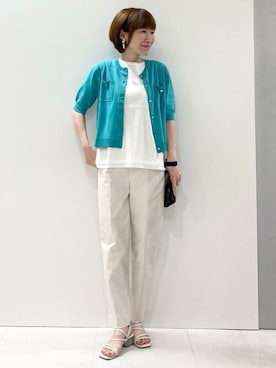 「MKミッシェルクラン」｜「アイテム（スラックス）」を使った、MKミッシェルクランさん（レディース・157cm）の夏コーディネート