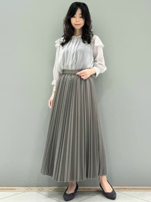 セール】2024AW/ボウタイ付きドット柄シアーブラウス/洗える（シャツ 