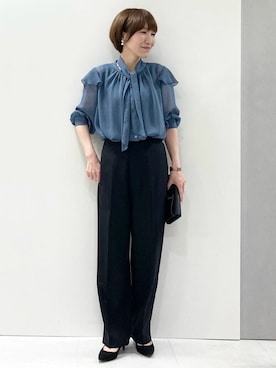「MKミッシェルクラン」｜「アイテム（スラックス）」を使った、MKミッシェルクランさん（レディース・157cm）の夏コーディネート