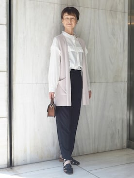 「MKミッシェルクラン」｜「アイテム（スラックス）」を使った、MKミッシェルクランさん（レディース・165cm）の秋コーディネート