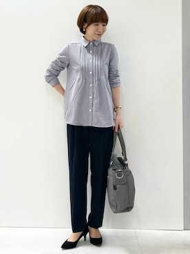 「MKミッシェルクラン」｜「アイテム（スラックス）」を使った、MKミッシェルクランさん（レディース・157cm）の秋コーディネート