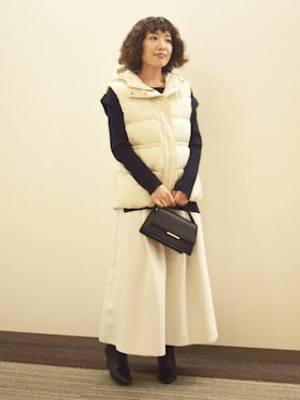 「MKミッシェルクラン」｜「アイテム（ダウンベスト）」を使った、MKミッシェルクランさん（レディース・153cm）の秋コーディネート