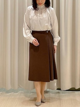 「OFUON（オフオン）のアイテム」を使った、MKミッシェルクランさん（レディース・153cm）の秋コーディネート
