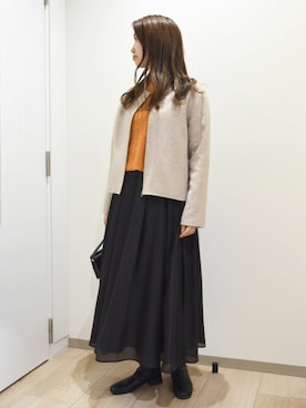 「スパンコール」｜「アイテム（ノーカラーコート）」を使った、MKミッシェルクランさん（レディース・168cm）の秋コーディネート