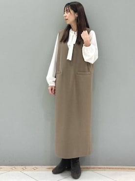 「MK MICHEL KLEIN（エムケーミッシェルクラン）のアイテム（ワンピース/ドレス）」を使った、MKミッシェルクランさん（レディース・153cm）の秋コーディネート