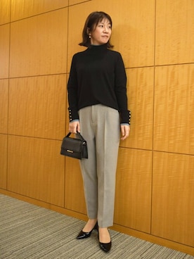 「MKミッシェルクラン」｜「アイテム（スラックス）」を使った、MKミッシェルクランさん（レディース・163cm）の秋コーディネート