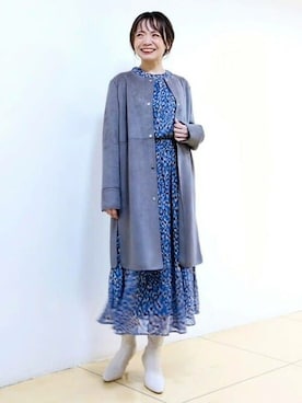 「MK MICHEL KLEIN（エムケーミッシェルクラン）のアイテム（ノーカラーコート）」を使った、MKミッシェルクランさん（レディース・159cm）の秋コーディネート