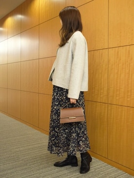 「MK MICHEL KLEIN（エムケーミッシェルクラン）のアイテム（ノーカラーコート）」を使った、MKミッシェルクランさん（レディース・168cm）の秋コーディネート