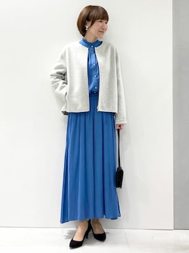 「MK MICHEL KLEIN（エムケーミッシェルクラン）のアイテム（ノーカラーコート）」を使った、MKミッシェルクランさん（レディース・157cm）の秋コーディネート