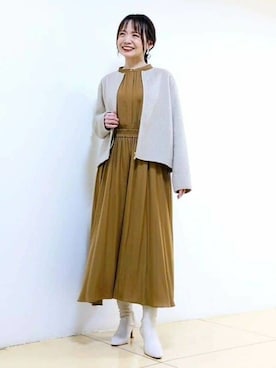 「MK MICHEL KLEIN（エムケーミッシェルクラン）のアイテム（ノーカラーコート）」を使った、MKミッシェルクランさん（レディース・159cm）の秋コーディネート