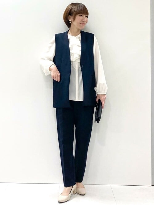 MK MICHEL  / エムケーミッシェルクラン Vネックノーカラージレ/制菌加工/洗える Vネックノーカラージレ/制菌加工/洗える（ベスト）｜MK MICHEL