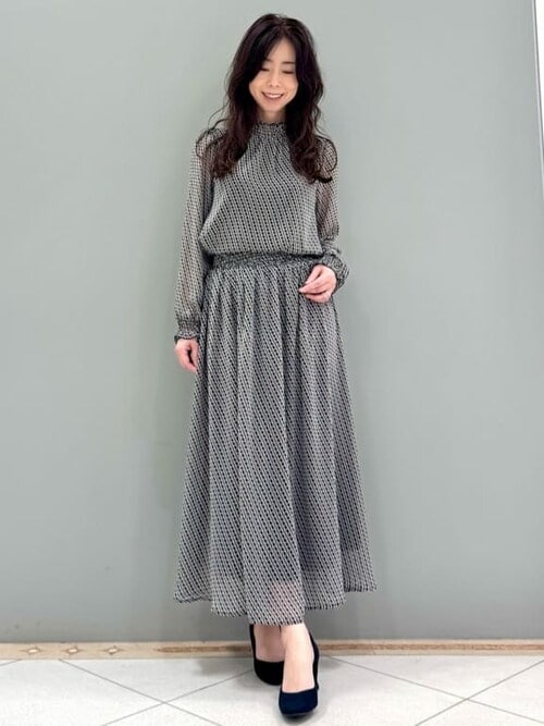 ブラウス シャツ 幾何柄シフォンスタンドカラーブラウス/洗える レディース 幾何柄シフォンスタンドカラーブラウス/洗える(ブラウス・シャツ