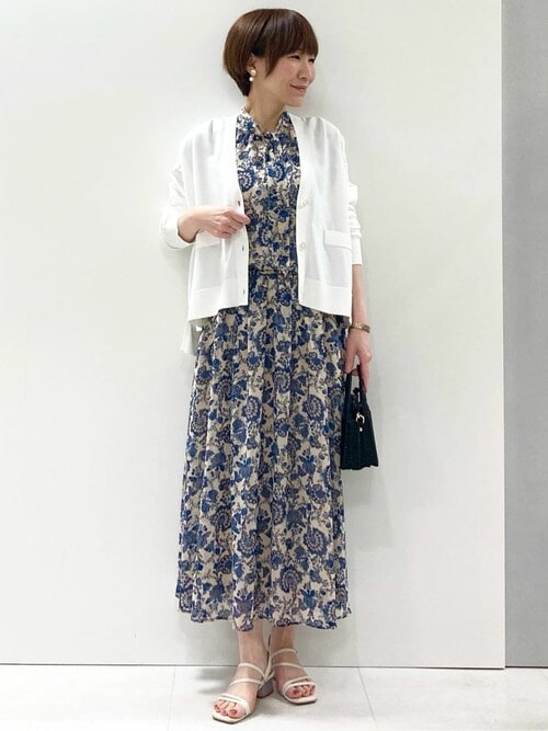 更紗プリント花柄シフォンブラウス/前後2way/洗える（シャツ