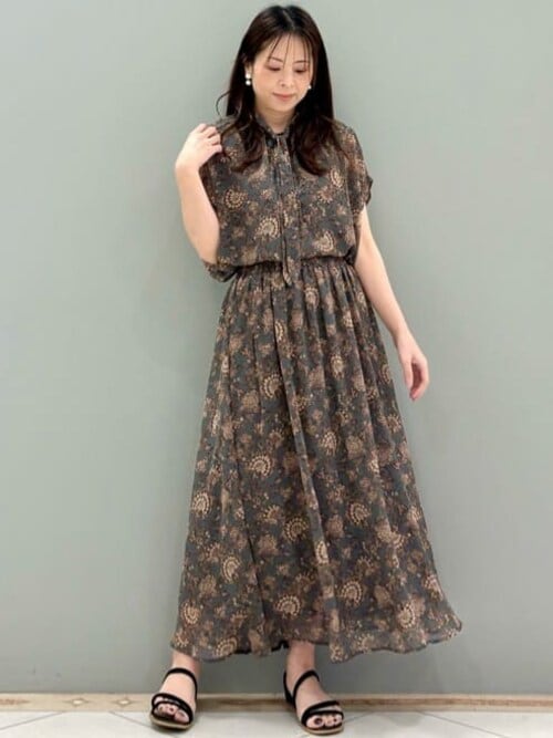 MK MICHEL  / エムケーミッシェルクラン 更紗プリント花柄シフォンブラウス/前後2way/洗える 更紗プリント花柄シフォンブラウス/前後2way/洗える（シャツ