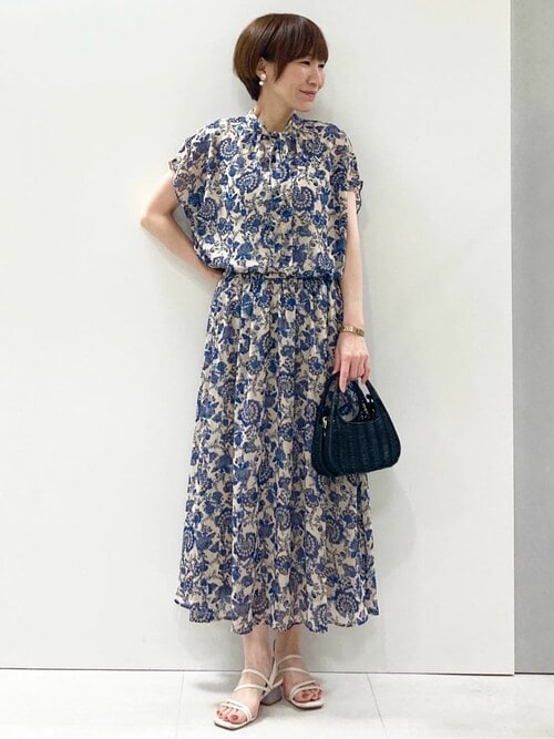 MK MICHEL  / エムケーミッシェルクラン 更紗プリント花柄シフォンブラウス/前後2way/洗える 更紗プリント花柄シフォンブラウス/前後2way/洗える（シャツ