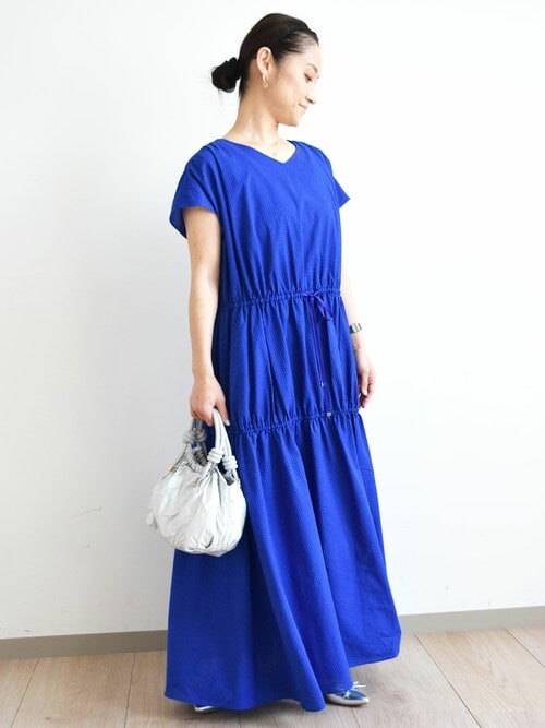 小さいサイズ】ソフトコットンボリュームスリーブワンピース/洗える