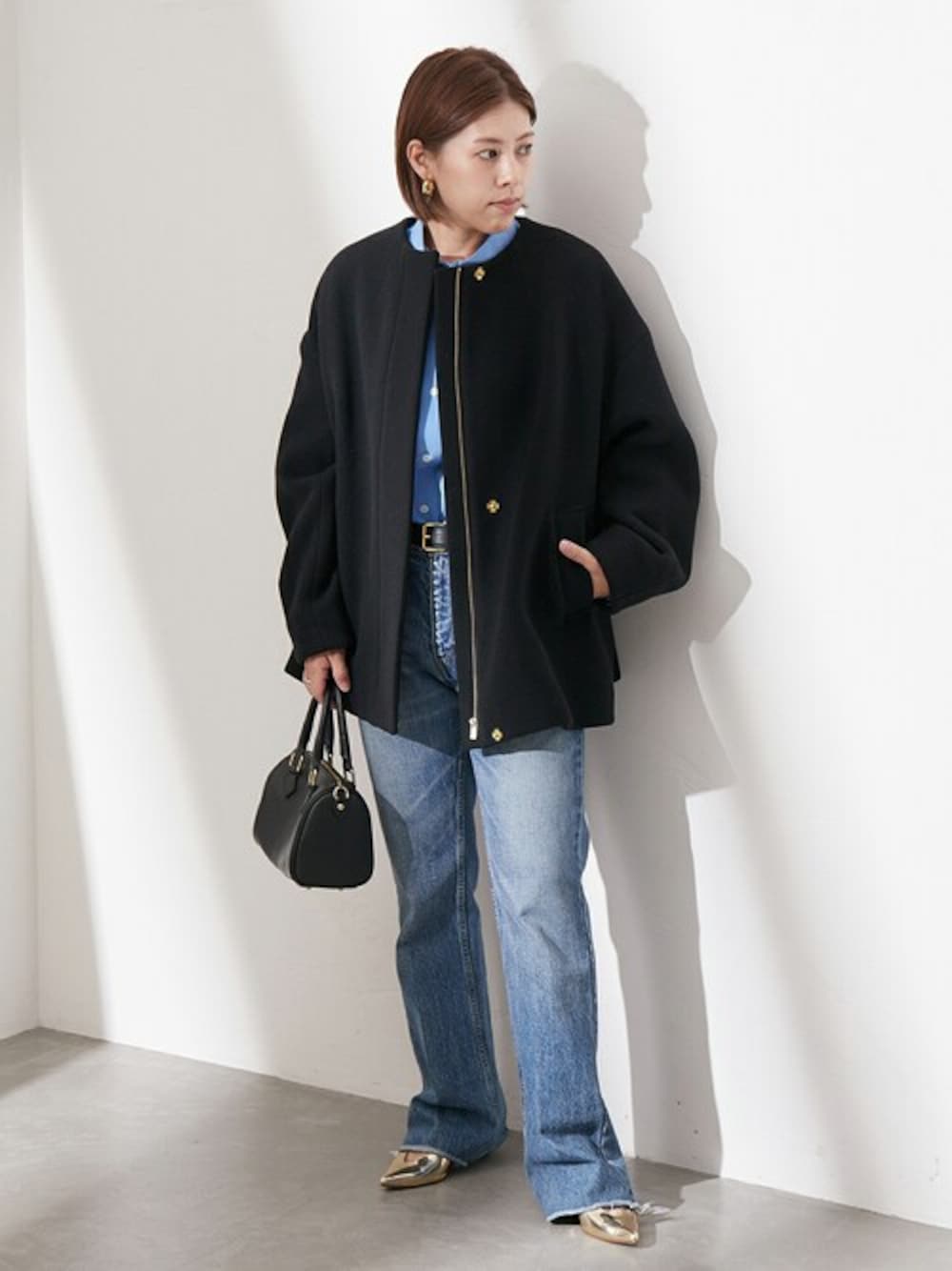 SUPER140S/MARINI クルーネックショートコートを使った人気